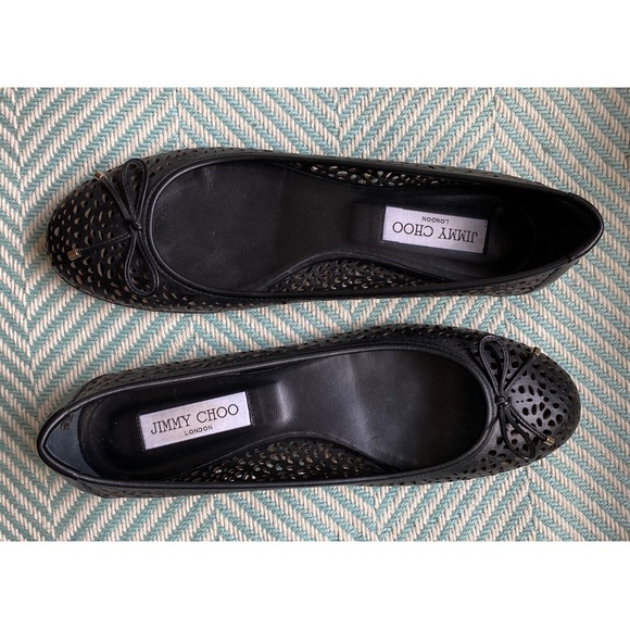 JIMMY CHOO Walsh Perforated Leather Ballet Flats - Picture 8 of 15